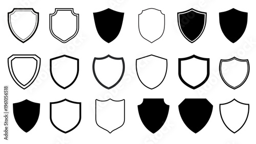 set of shields. black shield icon set. safety shield symbols. vector set