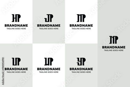 Letters PH PJ PM PN PU PW PY Monogram Logo Set, for HP JP MP NP UP WP YP Initials