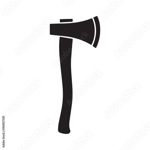 Firefighter axe icon. Emergency rescue tool black silhouette vector
