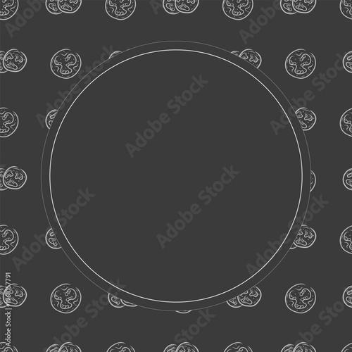 Hand drawn chili circle frame, chili peppers doodles frame background