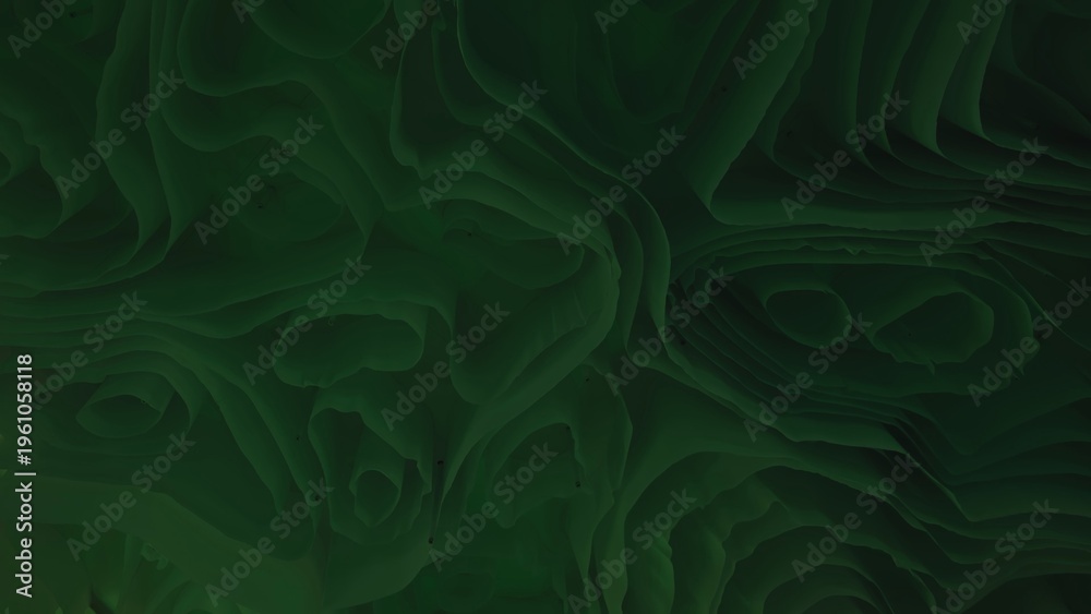 Obraz premium Abstract dark green topographic waves forming organic fluid patterns and textures