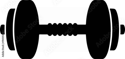 Black Dumbbell Silhouette - Fitness and Exercise Equipment.