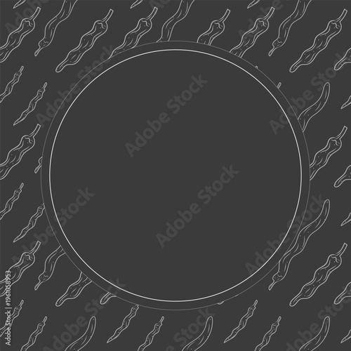 Hand drawn chili circle frame, chili peppers doodles frame background