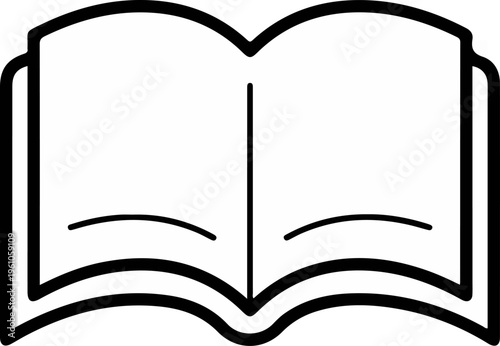 Open Book Illustration - A Simple Black and White Drawing.