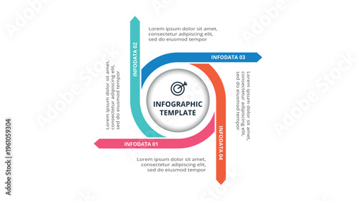 Essential infographic with 4 steps, options, parts or processes. Business data visualization.
