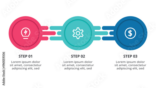 Essential infographic with 3 steps, options, parts or processes. Business data visualization.