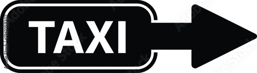 Black rectangular taxi sign graphic clearly indicates a direction arrow pointing toward the right.