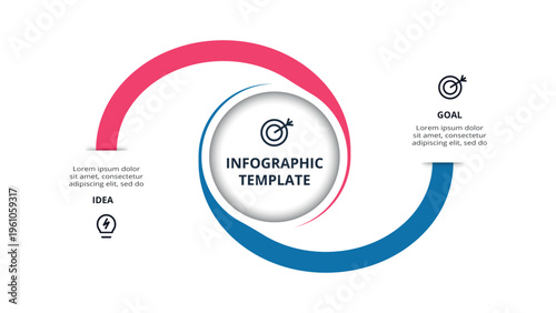 Essential infographic with 2 steps, options, parts or processes. Business data visualization.