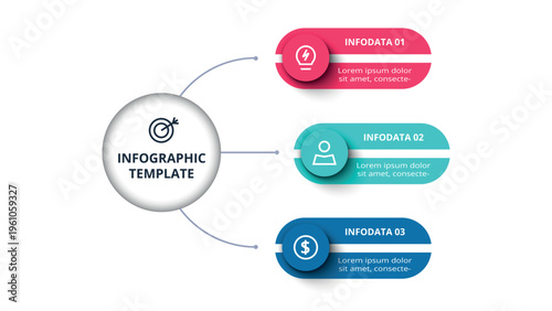 Essential infographic with 3 steps, options, parts or processes. Business data visualization.