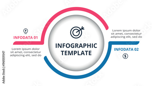 Essential infographic with 2 steps, options, parts or processes. Business data visualization.