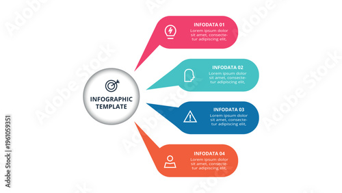 Essential infographic with 4 steps, options, parts or processes. Business data visualization.