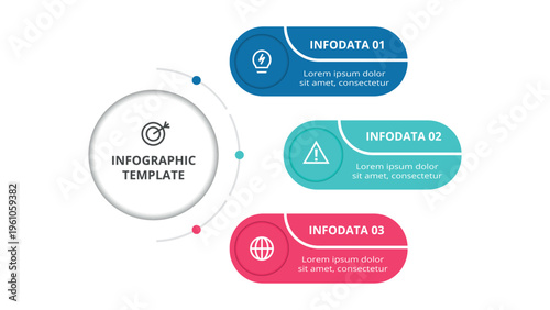 Essential infographic with 3 steps, options, parts or processes. Business data visualization.