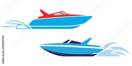 Modern speedboats racing through water with dynamic splashes eps 10