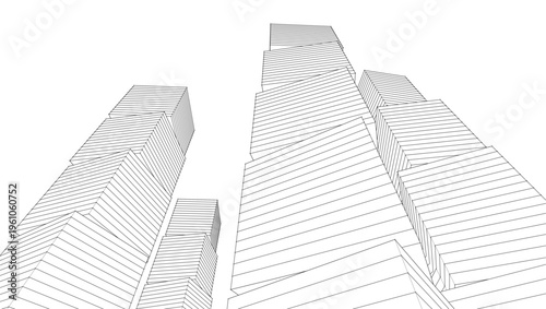  modern abstract modular architecture 3d rendering