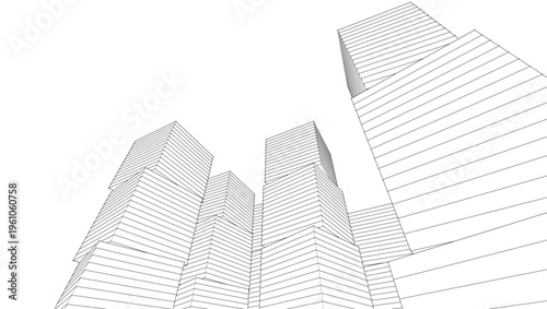  modern abstract modular architecture 3d rendering