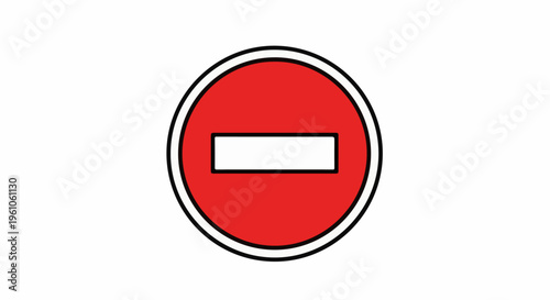 Red circle with white horizontal bar, a prohibition or stop sign