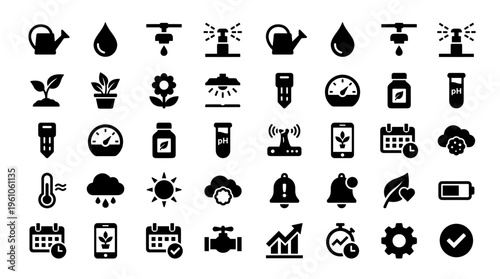 Smart farming icons set for agriculture technology and modern cultivation concepts