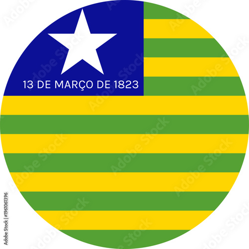 Piaui Round Flag Vector Button Symbol