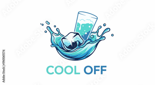 Refreshing splash of ice and liquid, cool beverage concept