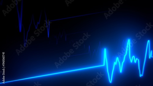 ECG chart line shows heart rhythm - heart attack, signs of life, medical monitoring, clinic, emergency, heart rate, cardiology, healthcare, emergency care, first aid, dying, health, blue, dark