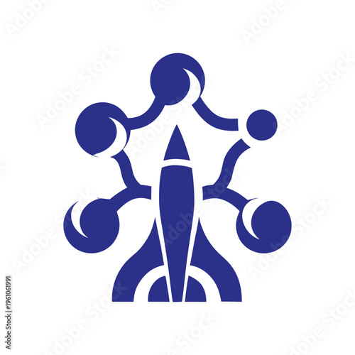 Blue silhouette of a person in a dynamic jumping pose with abstract motion lines