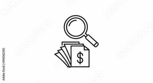 Magnifying glass over financial documents, symbolizing research