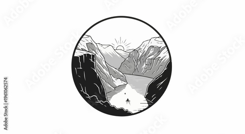 Lone figure in a kayak on a calm lake surrounded by steep, dramatic cliffs