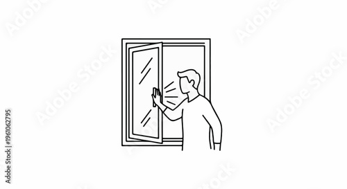 Person cleaning a window