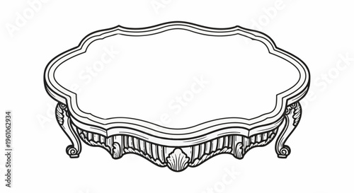 Ornate vintage table with a scalloped edge and carved legs