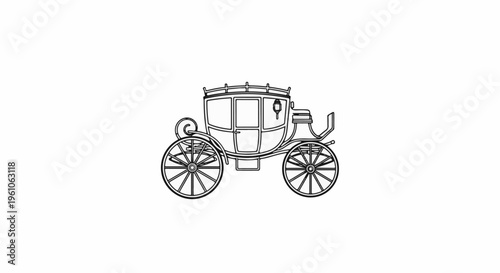 Ornate carriage with two large wheels on each side and a lamp
