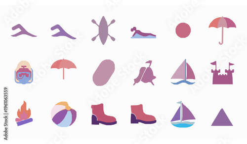 Modern Gradient Summer Activity Icons Pack for UI Design