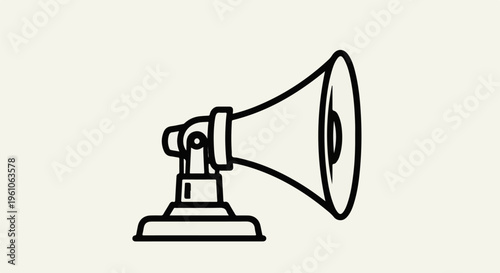 Outline drawing of a vintage megaphone on a plain background