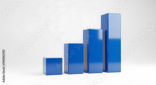 Blue 3D bar chart on white background showing increasing trend, indicating growth Free Download Blue 3D bar chart on white background showing increasing trend, indicating growth - GFXLoad