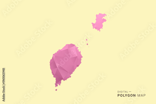 Sao Tome and Principe Map - Low poly polygon map design in soft pink pastel gradient on beige background, modern minimal geometric style, clean digital vector illustration.