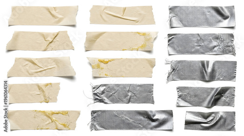 Tape Pieces Collection - White & Silver Duct Tape Strips