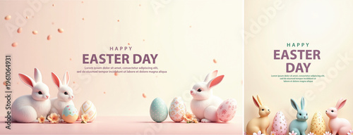 Elegant easter day background, Decorative happy easter day background for website, social media template