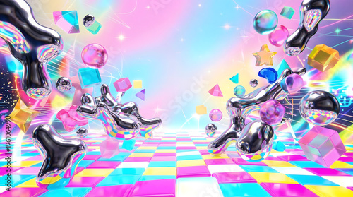 Abstract Fluid Shapes & Geometric Forms - Vibrant Background