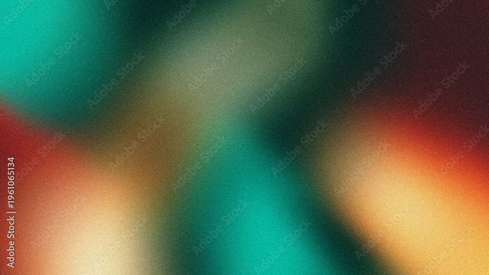 Fototapeta premium Fluid style abstract design with fine grain texture. abstract warm color palette orange, red, green.