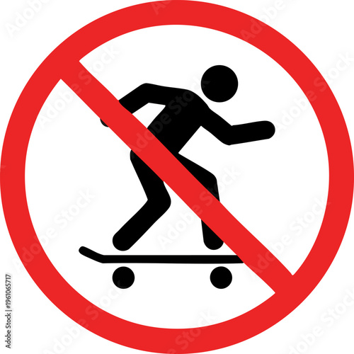 No Skateboarding Prohibition Sign Icon Isolated on White Background
