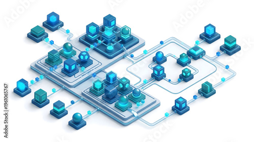 Data Network Illustration - Isometric View