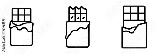 Chocolate Bar Icons Set Outline Style Sweet Candy Vector Illustration Collection