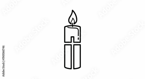 Minimalist icon of a burning candle with a flame