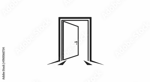 Minimalist icon of an open doorway with a single door ajar