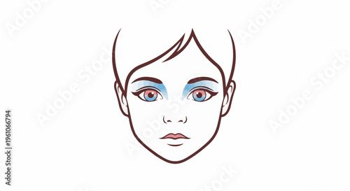 Minimalist illustration of a person's face with colorful eye makeup applied