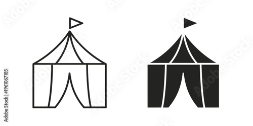 Circus Tent Icons Line and Solid Silhouette Vector Pack