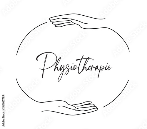 Minimalist Physiotherapy Logo Design with Healing Hands Icon and Circular Line Art