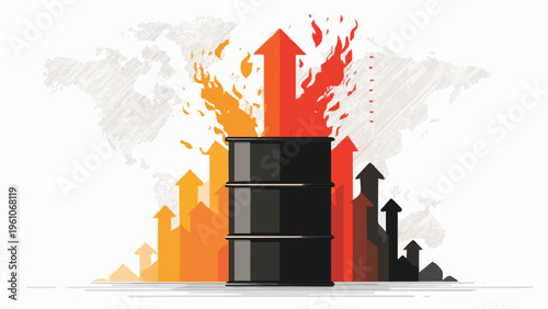 Global Oil Price Spike and Energy Crisis Concept Illustration