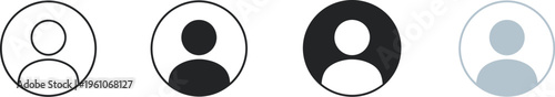 User icon set profile avatar illustration, circle account symbols for apps and social interfaces, default person pictograms contact login concept