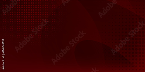 Stylish abstract red background featuring smooth flowing wave shapes combined with halftone dot patterns and soft gradients.