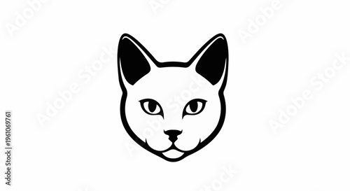 Minimalist black and white outline of a cat's face with large ears
